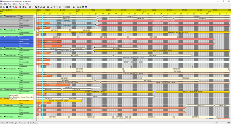Planboard screenshot Weaving